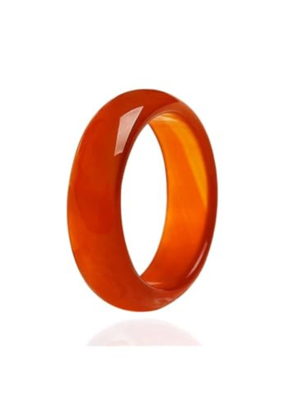 Natural Carnelian Gemstone Band Ring for Women 18mm Modern Minimalism